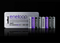 镍氢（Ni-MH）电池可重复充电达1,800次之多。eneloop tones uomo 推崇干电池的淘汰，以追求社会环境的永续发展。此电池在储存五年后仍可保持约70％的电力。针对成年男性族群，电池的设计充满深沉金属的时尚元素。电池的各种颜色可用以区分「已充电」或者是「待充电」。所有电池在出货前均以太阳能充电并完全以回收材料PET进行包装。
 
设计：SANYO Electric Co., Ltd.