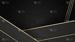 豪华金色和黑色背景，抽象装饰，金色图案，线条梯度，矢量插图。深灰色，金线盖模板，几何形状，现代最小的