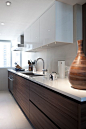 :: KITCHENS :: simple galley kitchen in white & black walnut #kitchens