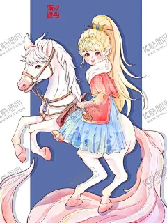 小女孩马年骑马 【酷图网】马年插画,骑马插画,马年素材,马年海报,马年免扣素材,小女孩插画,小女孩骑马,Q版插画,Q版人物,卡通人物,卡通插画