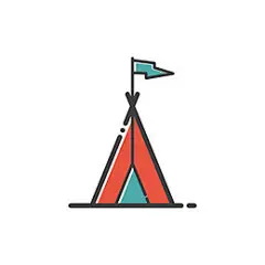 红蓝旅行简单简单的三角红旗露营简笔画野营野外露宿旅游背景图片