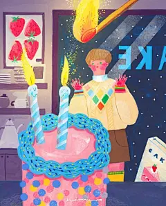 #恋物插画# 韩国插画师Bohyeon Kim喜爱用饱满浓郁色彩的铺满纸张。在这个彩色王国里诞生的女孩子们，脸颊时常挂着鲜艳的腮红。她们所在世界是蛋糕、兔子、花朵、海浪组成的少女奇异乐园，似乎活泼可爱的小精灵永远都会在这里四处飘荡✨ ​​​
ins:Namebogle ​​​​