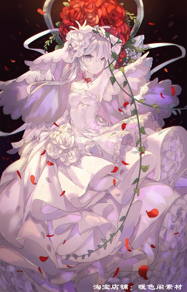 动漫婚纱花嫁少女角色主题图集原画插画线稿...