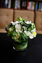White floral vase arrangement: 