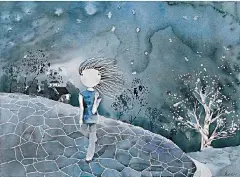 傻妹子.树林水彩插画新作精品欣赏
