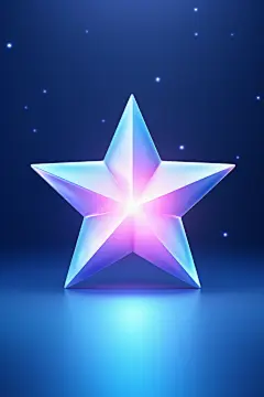 透明材质镜面蓝色发光设计星星素材图片