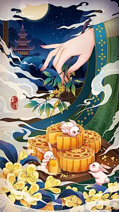 24艺术设计考研|中秋节主题插画素材参考 - 小红书