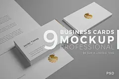 企业公司名片形象卡片展示效果图VI智能图层PS样机素材 9 Business Cards Mockup Professional - 南岸设计网 nananps.com