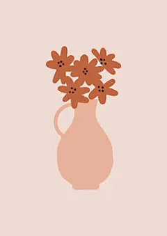 图源免费EPS |带有热带叶背景的抽象现代花瓶。时尚简约潮流艺术简约植物海报印刷。矢量手绘插图。波西米亚美学，波西米亚极简主义墙面装饰