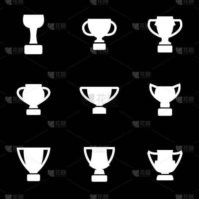向量白色奖杯图标集