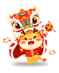 千库网_龙年春节龙卡通形象舞狮