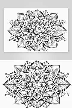 简约古风花朵复古花纹矢量图