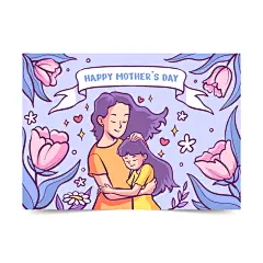 卡通手绘母亲节亲子母女温馨拥抱感恩插画海报封面背景ai设计素材-淘宝网