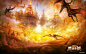 CGwall游戏原画网站_《神鬼传奇》“黄金之城”，颜色很炫的场景图