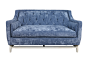 LA7156L 
Haydon Loveseat
Dimensions
Overall: W64 D38 H35 in.
Inside:  W52 D24 H17 in.
Arm Height: 27 in.
Approx. Seat Height: 19 in.

Product Features
1-Bench Cushion
Blind Tufted Back
Wood Stretcher Base
Standard Finish: Antique Walnut

As Shown
Fabric: 