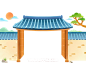 国潮建筑插画PNG