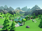 Lowpoly Style Alpine Woodlands Environment