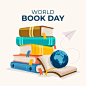 Hand drawn world book day illustration with stack of books Free Vector