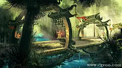 古风场景建筑背景风景插画画集素材 水彩画上色CG手绘教程XH016-淘宝网