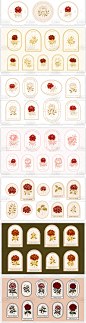 ai矢量复古女性玫瑰花卉标志元素框架美容美发平面设计素材图插画-淘宝网