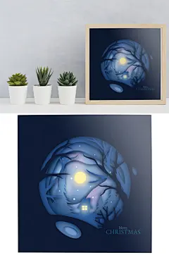 圣诞节风景水晶球插画
