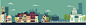 Retro City landscape - flat illustration