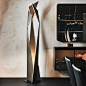 thriller | lamps : thriller | lamps - Floor lamp with frame in matt white (OP71), embossed titanium (GFM11) or bronze (GFM18) varnished steel and black base. In 110V version bulb not included.