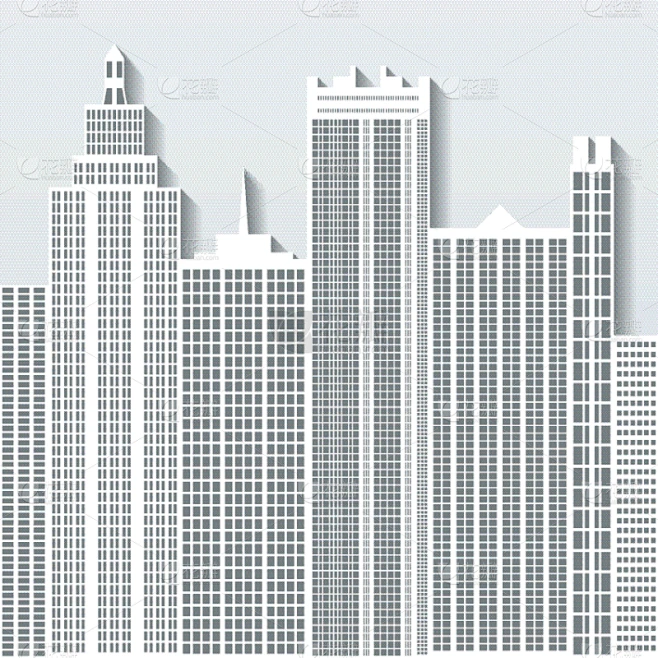 现代,都市风景,办公大楼,商务,建筑业,建筑,城市,城市天际线,纸,剪影素材-花瓣网