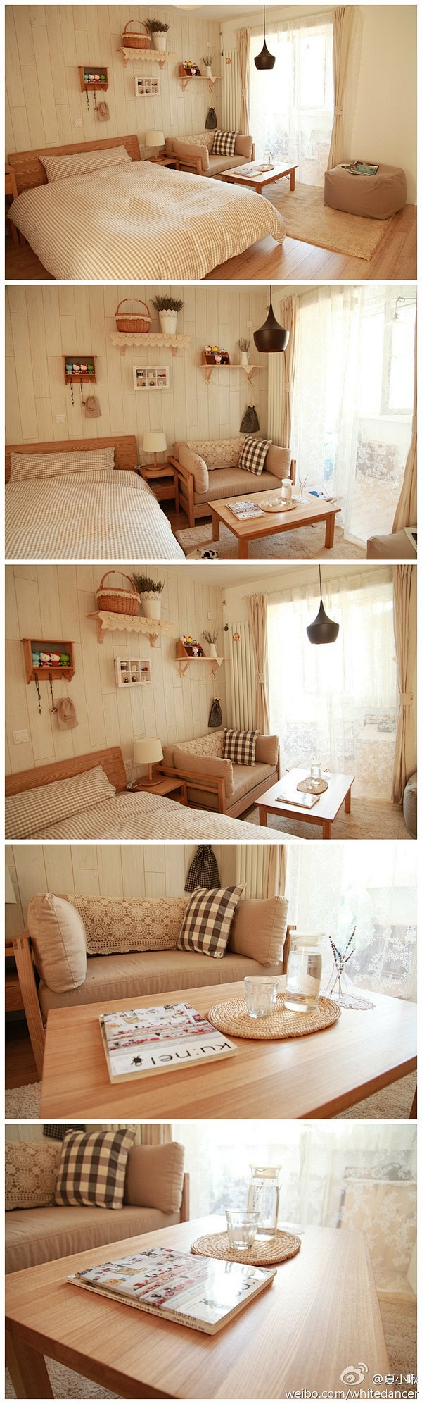 空间小可以把卧室跟客厅布局在一起，会取到...