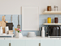 mock-up-poster-frame-kitchen-interior-3d-rendering