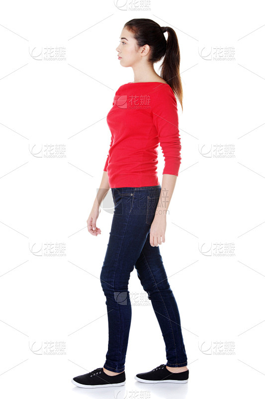 垂直画幅,女人,侧面视角,休闲装,美,留白,美人,全身像