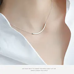 猫生记925纯银平衡项链 简约韩国balance锁骨链学生微笑吊坠女-淘宝网