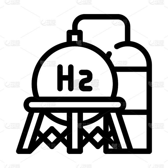 储氢罐线图标矢量插图
