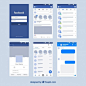 Facebook app interface with minimalist design Free Vector | Free Vector #Freepik #vector #freemenu #freedesign #freetechnology #freeicon