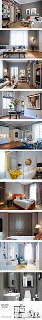 来自Per Jansson最新的出售公寓，家具布置的细节正能代表美式风格：客厅的冷色系墙面搭配黑色饰品及黑色挂画，轻装修，重装饰！http://t.cn/8FmOlU6