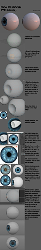 How to Model Eyes, Calvin Bacon : Here is a quick and easy way on how i model eyes. <br/>I know this is not the perfect way of making "realistic" eyes - this is just my take on how to EASILY and quickly create nice eyes without much hassle