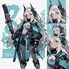 AI日系卡通武士角色设定素材 赛博朋克人物服装设计参考 游戏术士-淘宝网