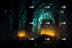 光 树木 抽象 景观 自然 数字的 手绘 摄影 丰富多彩的