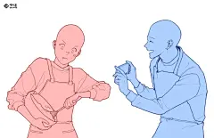 【绘画参考】画师 anion_art ​​​​ 笔下的18P 情侣CP日常动作大全（动态速写素材） : 一起来吃狗粮啊！