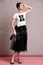 MIUCO2014欧美夏新款女装粗麻针织上衣中长款蓬蓬纱连衣裙两件套-淘宝网