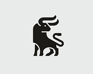 黑白公牛图标公牛动物抽象黑白色几何体犄角力量