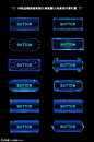 科技边框按钮机械几何图案UI元素控件素材集