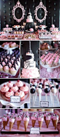 ♥Pink & black dessert table