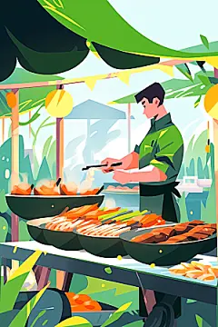 扁平风工人肖像彩色劳动节插画