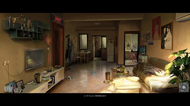 影视概念设计-气氛图-现代内景-室内-客厅-花瓣网