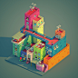 Voxel city - Voxel art : A colorful and chaotic city made in voxels.
