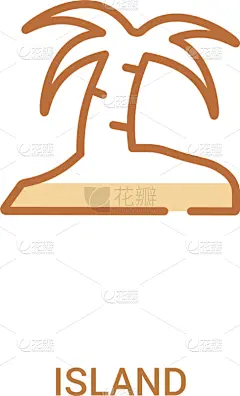 岛,计算机图标,两只动物,简单,概念,分界线,旅途,游艇,直的,沙漠