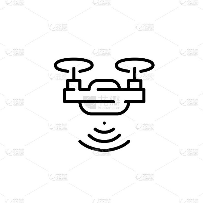 具有无线控制的飞行无人机。像素完美，可编辑的描边图标