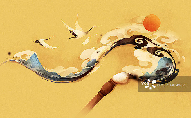 水墨，国风，背景，插画图片素材