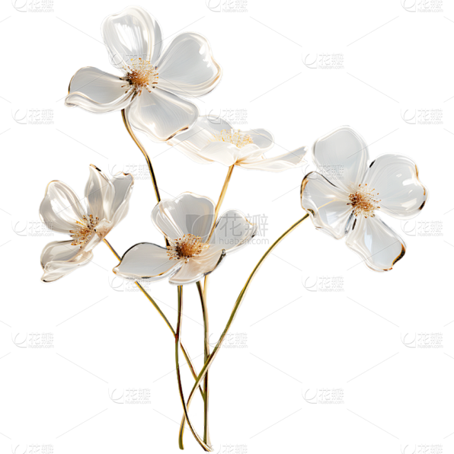 通用3D透明花束花朵元素贴纸